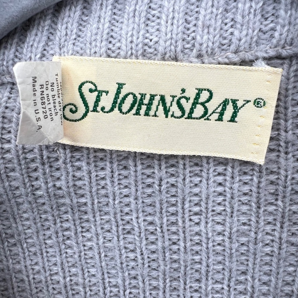 VTG USA St John's Bay Grandpa Cardigan Sweater Full Zip‎ Aztec Retro Gray Chunky - Picture 2 of 6